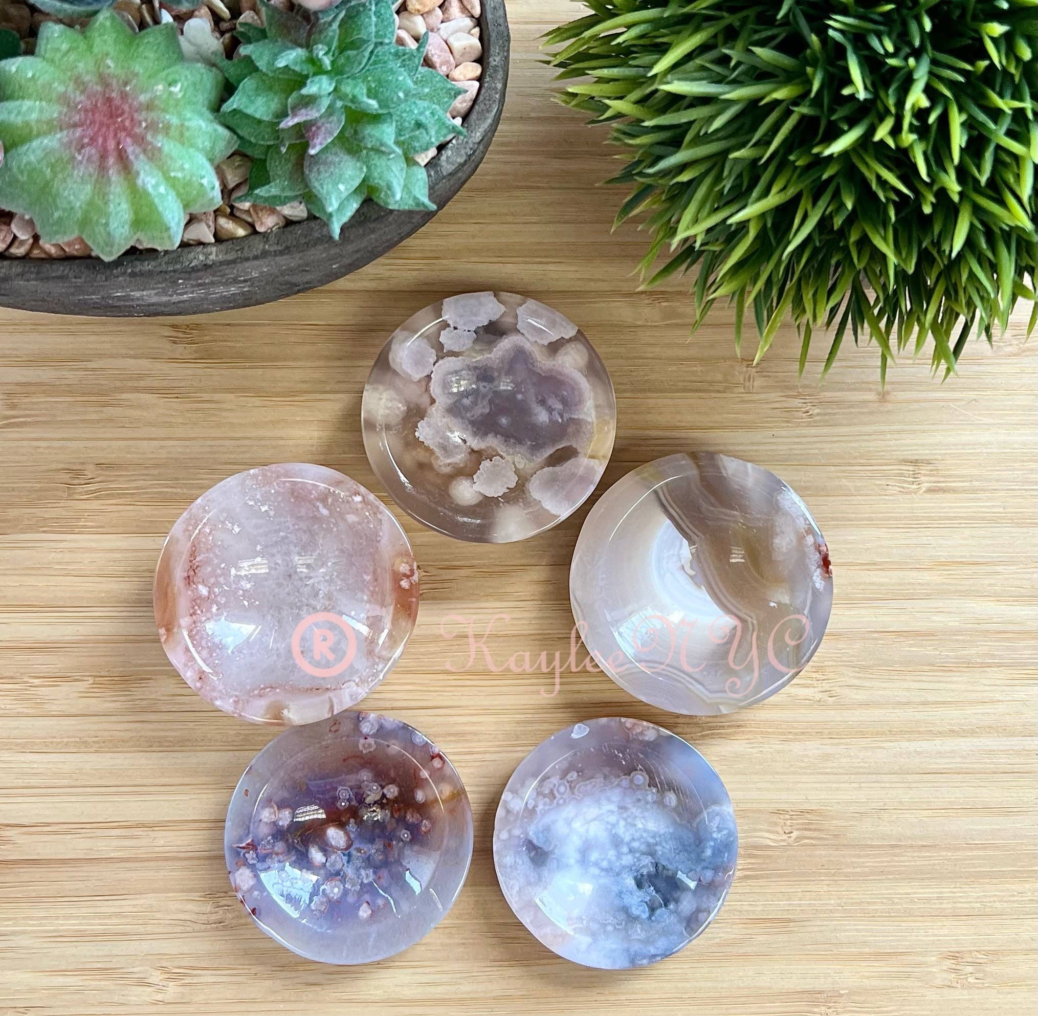 KayleeNYC – Engroshandel Spirituelle sten og krystaller – Sæt med 5-8 naturlige blomsteragat krystalskåle2