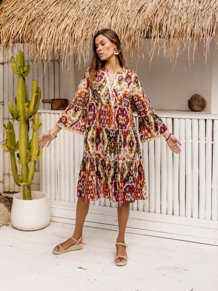 Miska Dress - Moon Beam Ikat for wholesale by I AM PYLGRYM