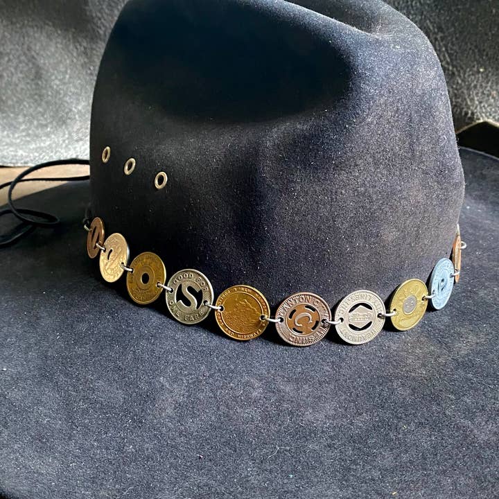 Vintage Transit Token Hat Band, Real Coin Hatband - Large for wholesale by ASTALI