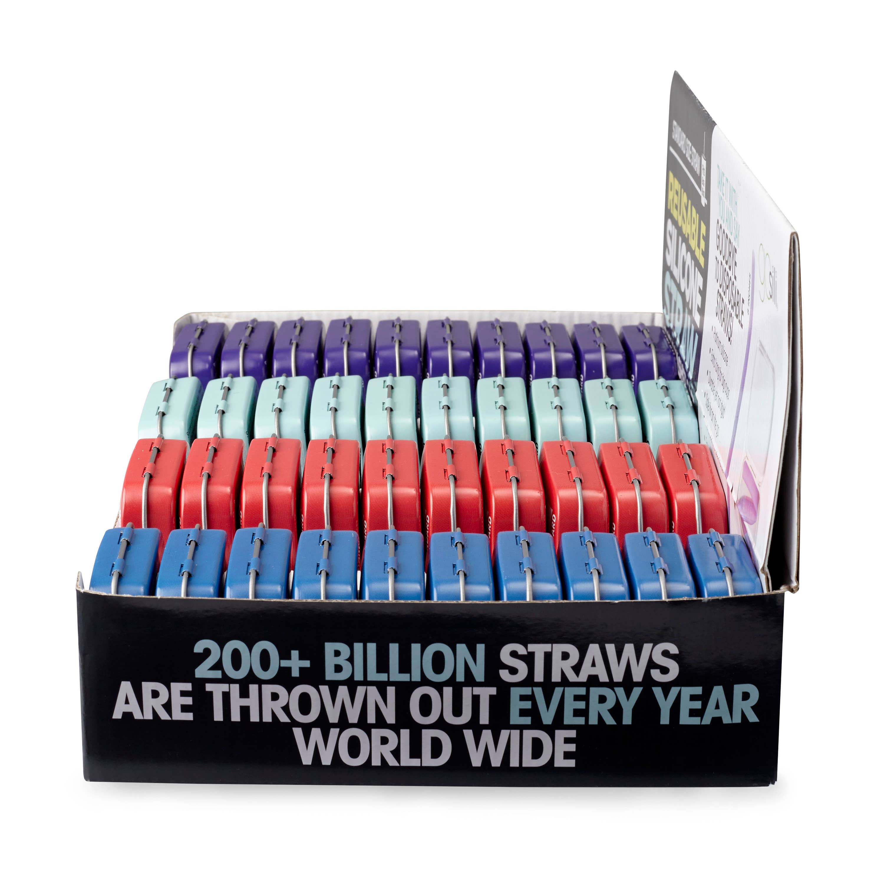 GoSili – Großhandel Verkaufsdisplay – Wohnen – Wiederverwendbares Standard-Strohhalm im Etui mit 40 Karat, verschiedene Farben1