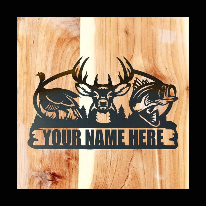 Cartello in metallo Turkey Buck Fish per la vendita all'ingrosso da parte di Designed With Sparks