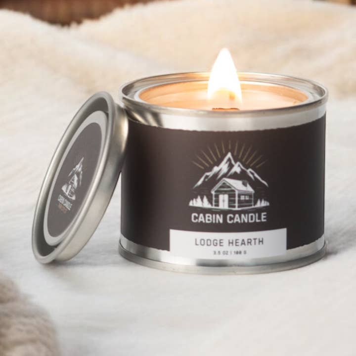 Mini paint tin candle 4oz, Travel Candle, gift basketsĀ for wholesale by Cabin Candle Park City