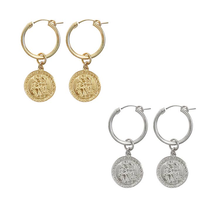 Paris Hoop - St Christopher - Gold, Silver >> for wholesale by Misuzi