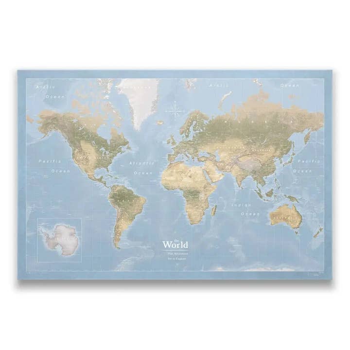 Push Pin World Map Pin Board - Natural Earth - Pins Included! for wholesale by Conquest Maps