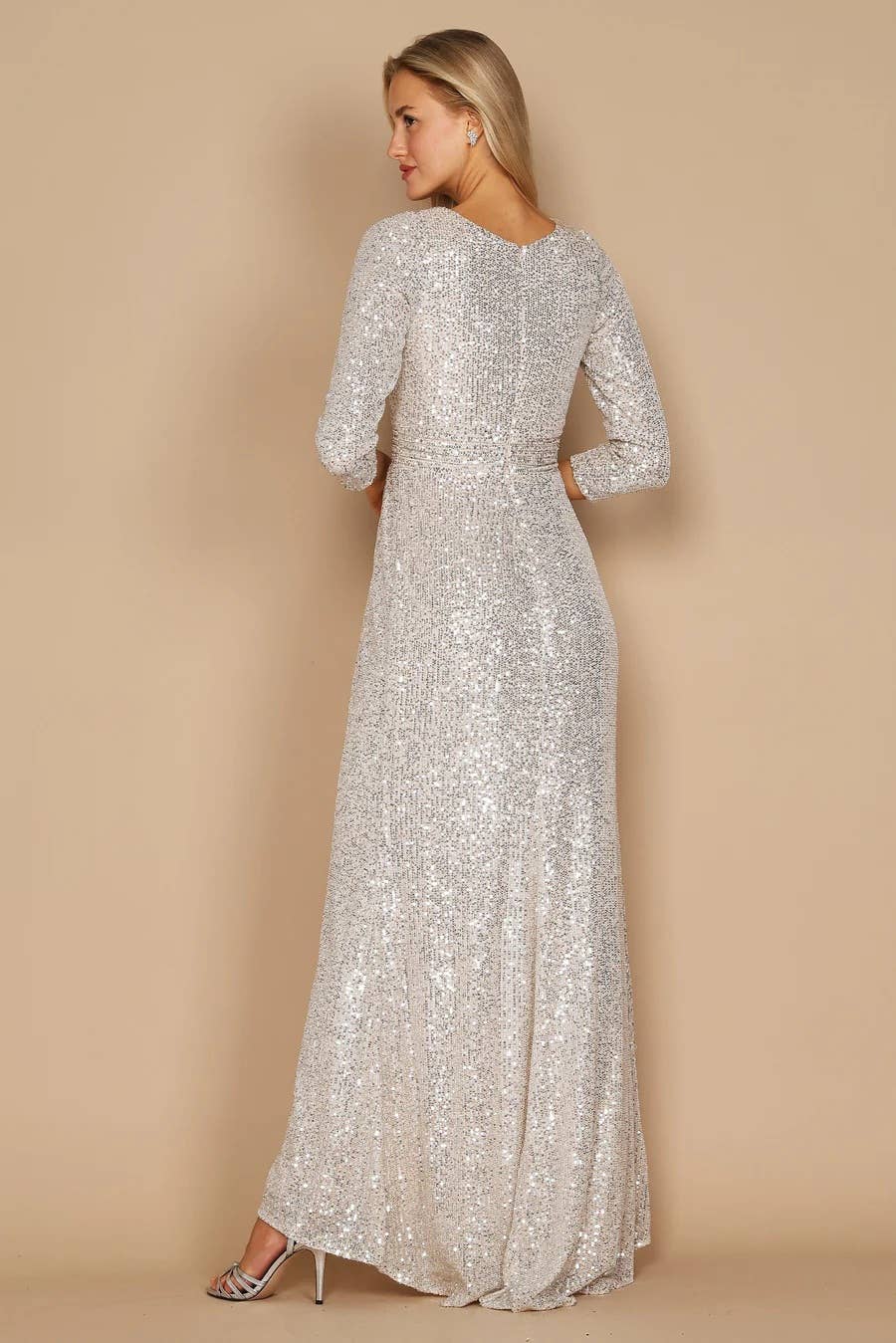 Kos Couture - Wholesale Gown - Women's - Long Sleeve Sequin Formal Hand Beaded Dress 2