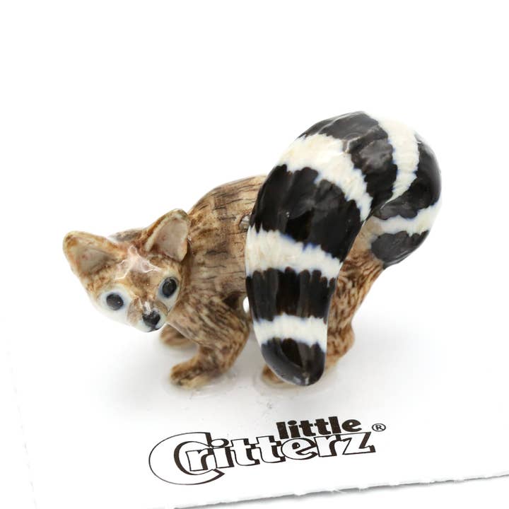 Little Critterz – wholesale Dekorativ statyett – Miner Ringtail katt porslin Miniatyr