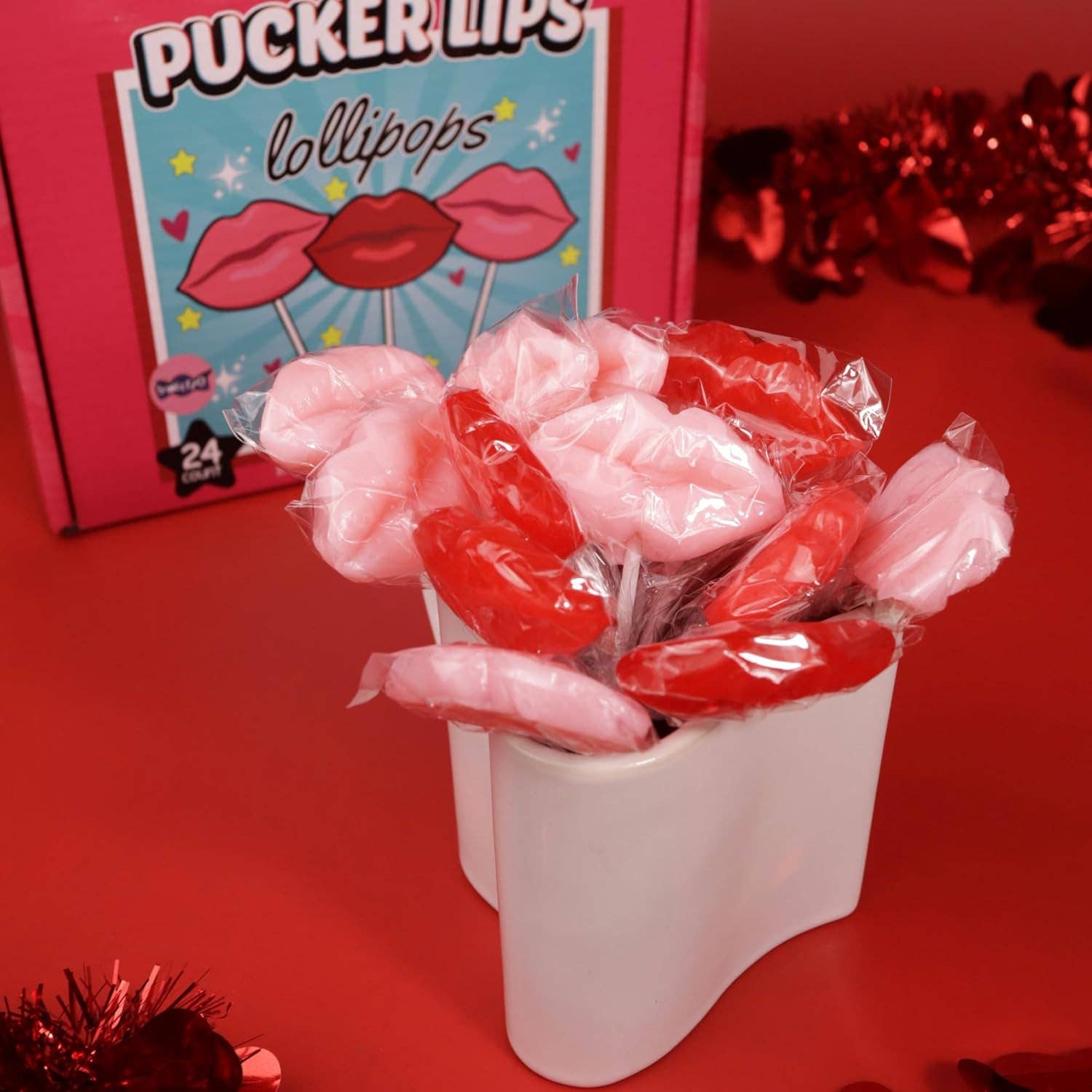 Needzo Inc - Wholesale Lollipop - Pucker Lips Lollipops, Individually Wrapped Suckers, 24 Ct4