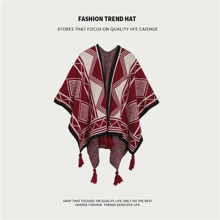SueSilkHK – wholesale Cape – Women's – Ethnic Style Women's Shawl, Thickened Cape Coat for Autumn and Winter, Travel Photography Split Cloak18