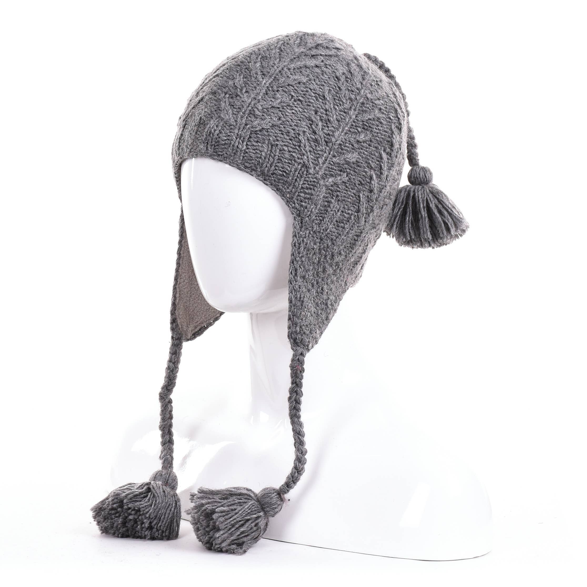 Lost Horizons Canada - Wholesale Beanie - Women's - Willow Earflap Wool Hat with Braids and Pom-Poms1