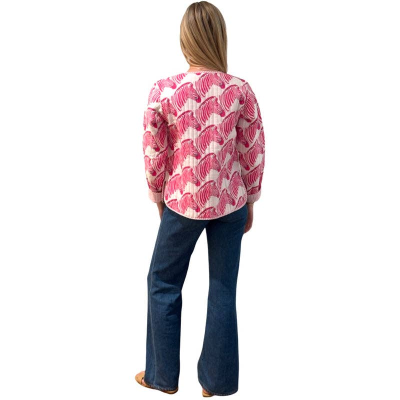 Liza Byrd - Venta al por mayor Chaqueta - Mujer - La Chaqueta Acolchada Reversible Madeline en Cebra Rosa3