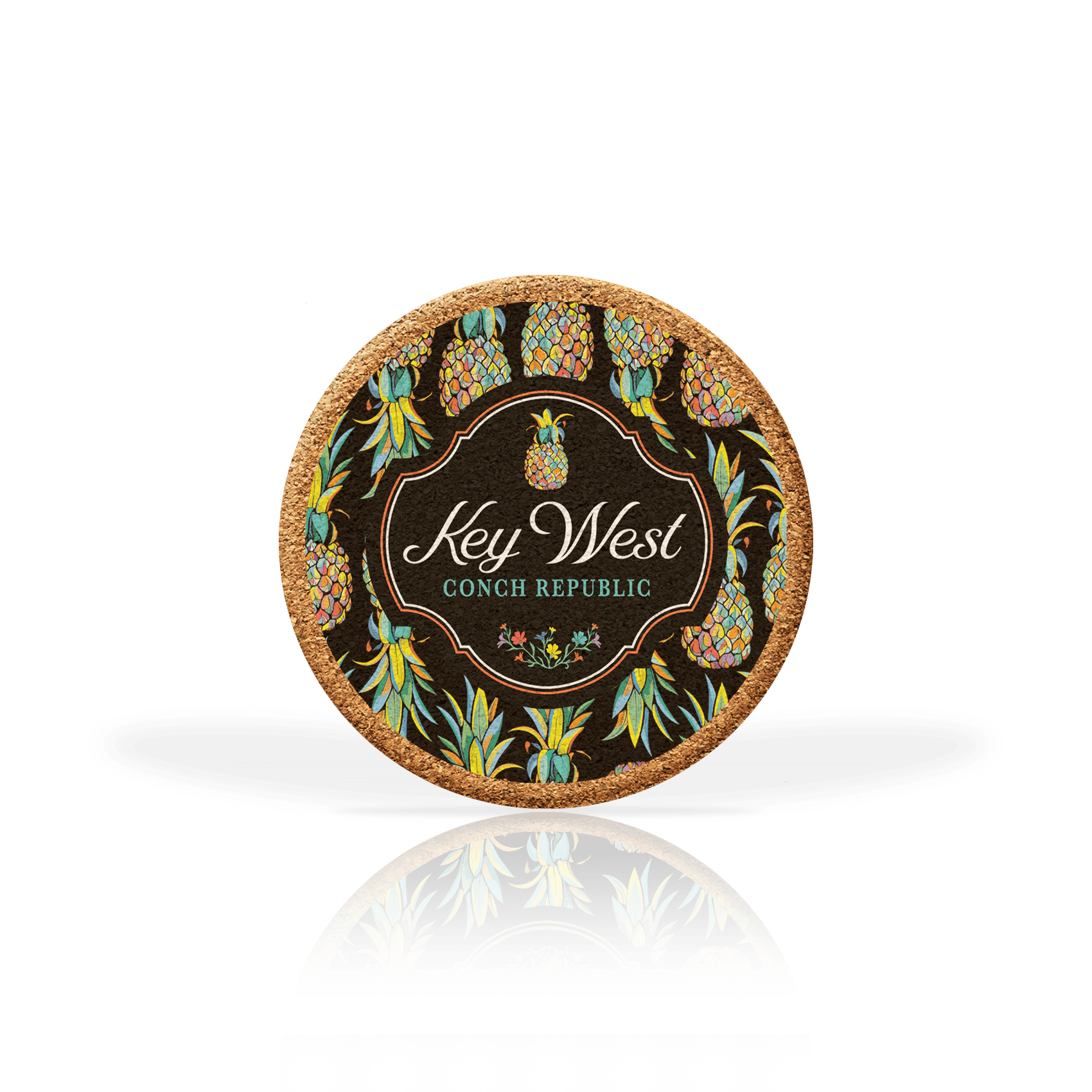 Matrix – wholesale Underlägg – Anpassad tropisk blommig på Black Cork Coasters Collection8