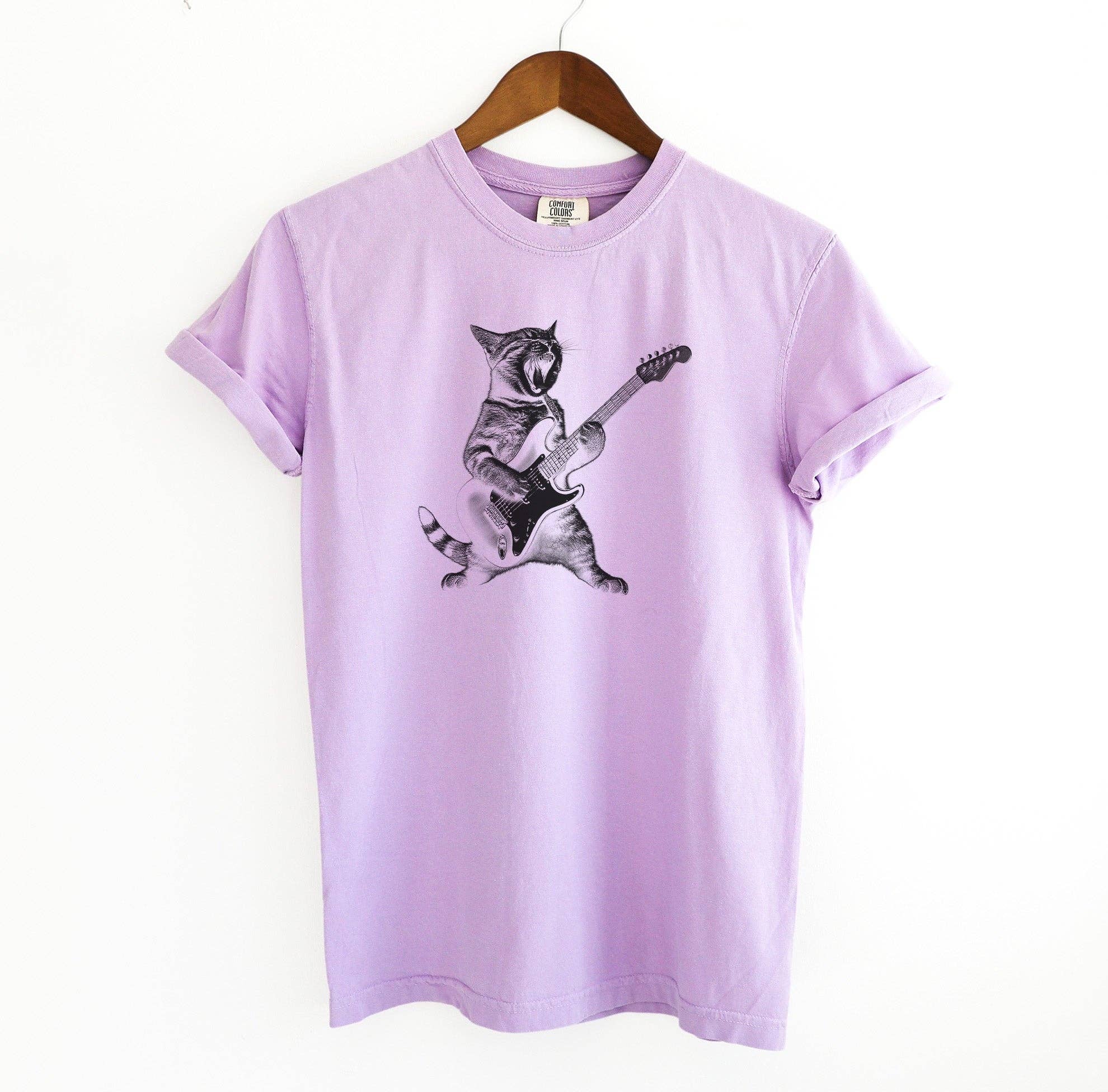 Blue Giraffe Inc – wholesale Screen printed t-shirt – unisex – Cat Playing Guitar T-Shirt3