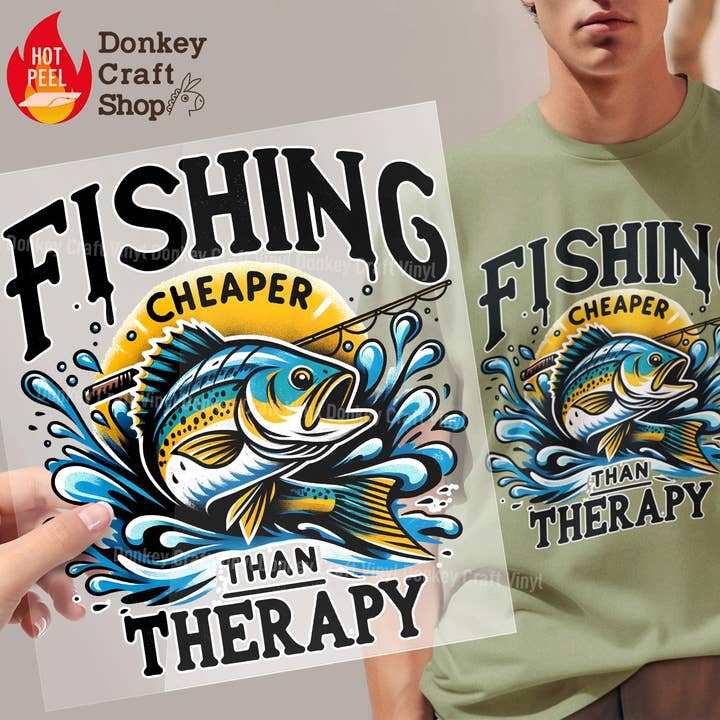 Fishing DAD DTF Transfers, Ready to press for wholesale by Donkey Craft