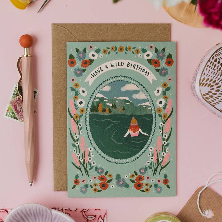 Jessie Maeve Studio - Wholesale Birthday Card - Wild Swimming Adventure Birthday Card - Have a Wild Birthday6