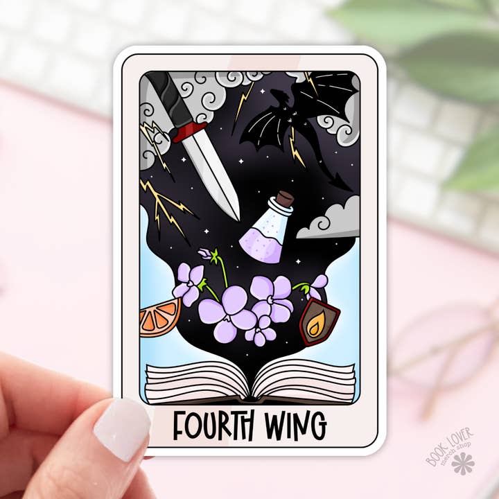 Book Lover Merch Shop - Wholesale Sticker - Drakenleesstickers/op de vierde vleugel geïnspireerde tarotkaart0