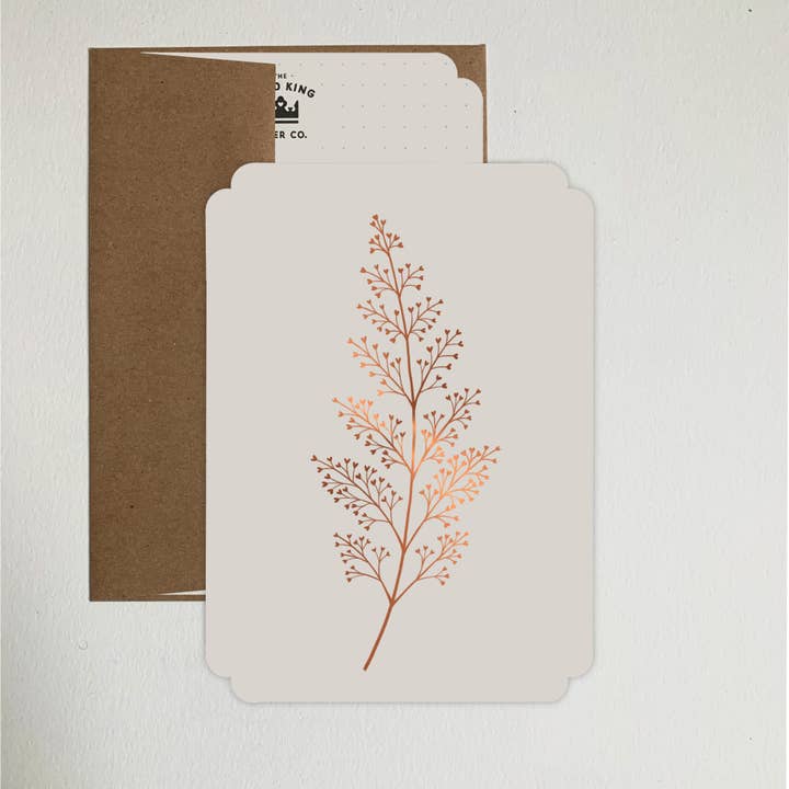 Fern Foil-Stamped Flat Card for wholesale by The Good King Paper Co