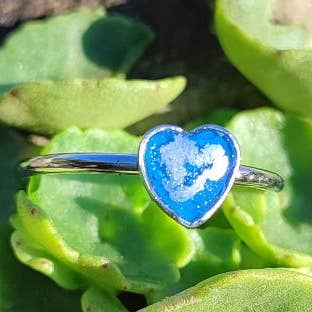 Kleiner blauer Herzring Silber 💙Einzigartig Edelstahl 5mm für den Großhandel von Maroussia Bijou