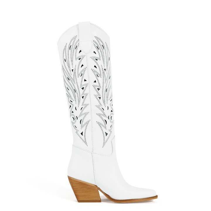 Maui White Texan Boots for wholesale by Kali Shoes