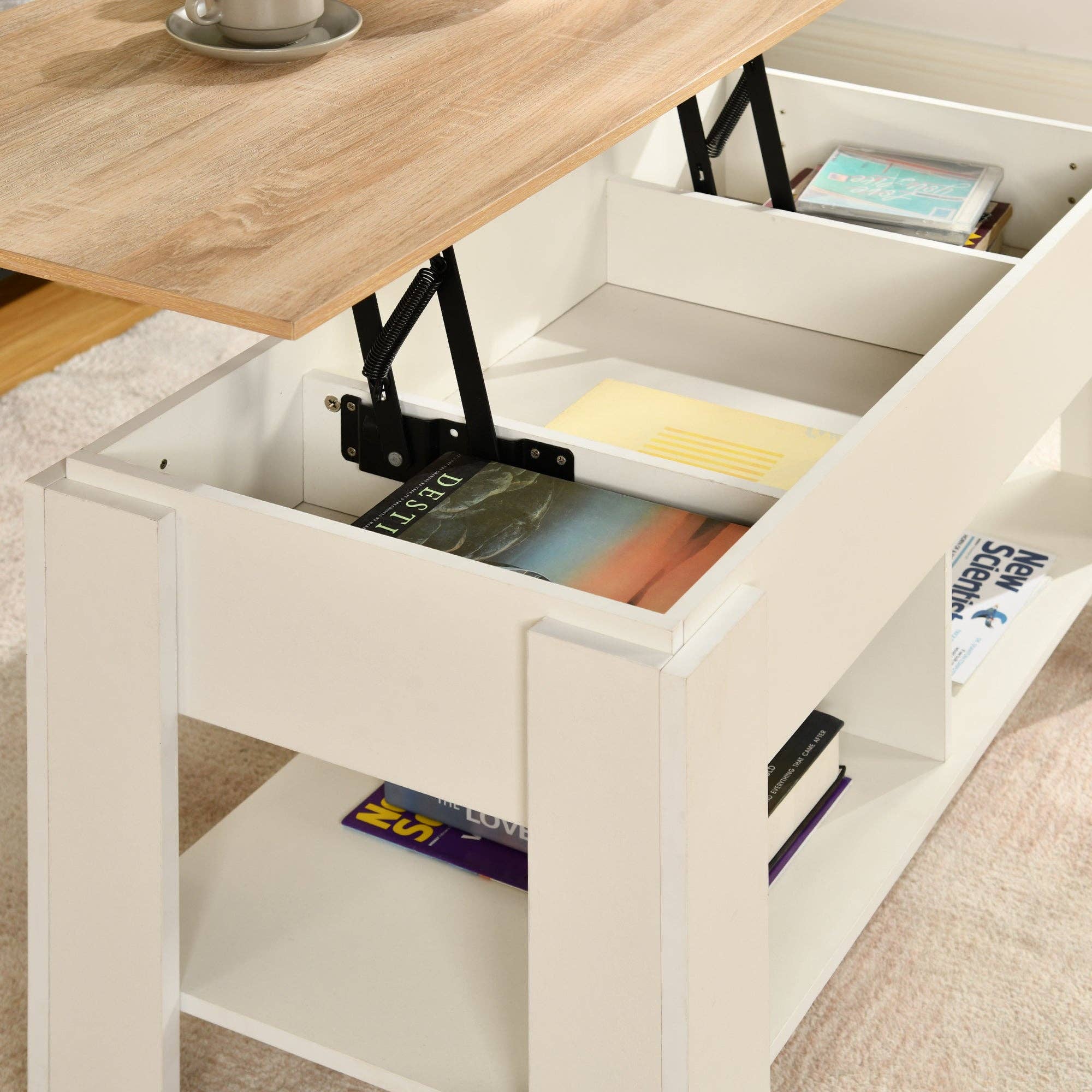 Urban Meuble - Wholesale Side Table - Lift-top coffee table with wood effect and white 96*50 ELOT WHITE OAK 9612