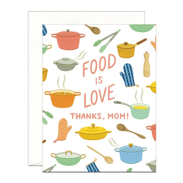 Yeppie Paper - Wholesale Mother's Day Card - Food is Love Pots and Pans Foodie Mother's Day Card