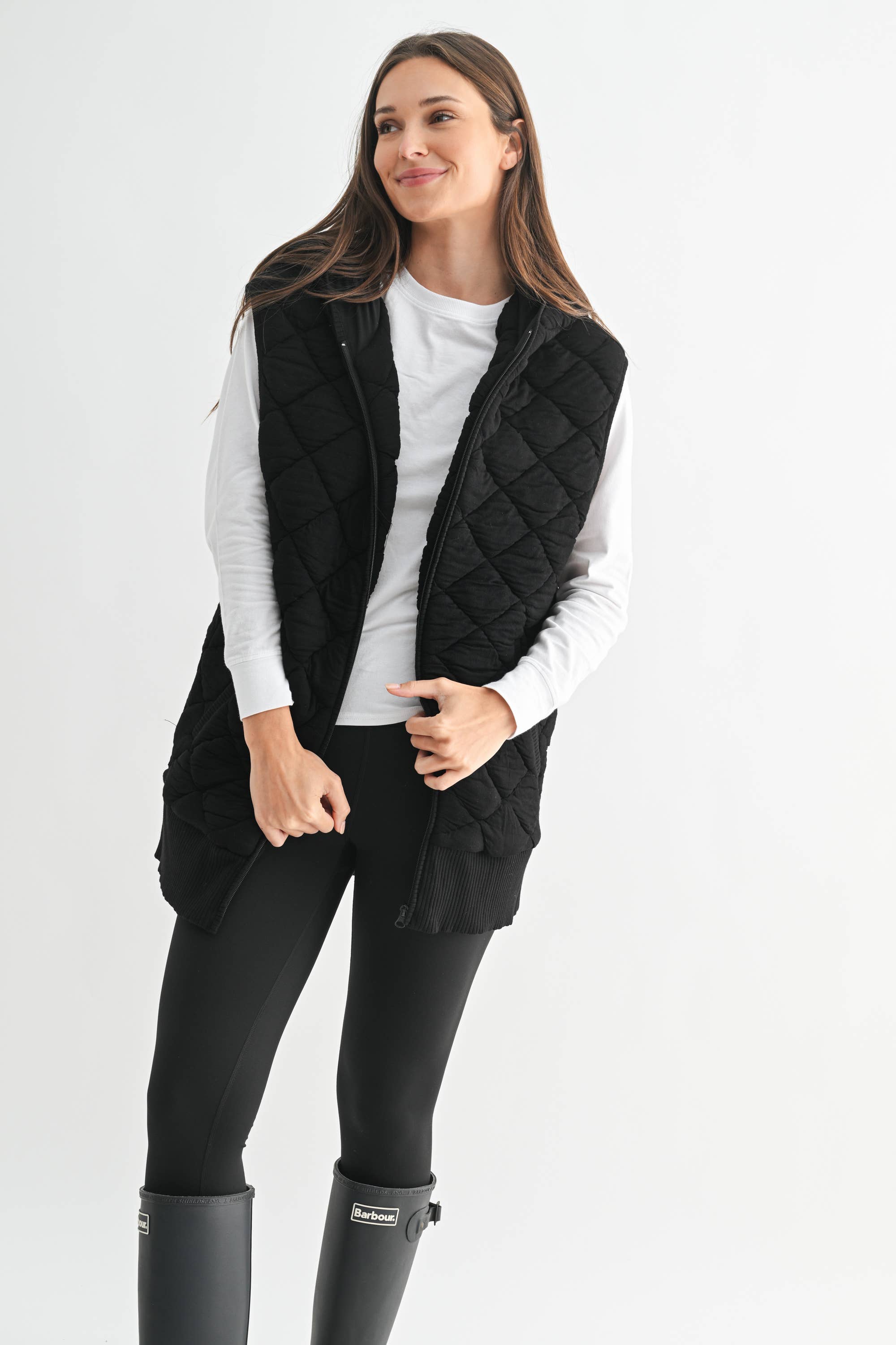 Mono B - Wholesale Outerwear Vest - Women's - Oversized Quilted Fleece Vest with Hood8