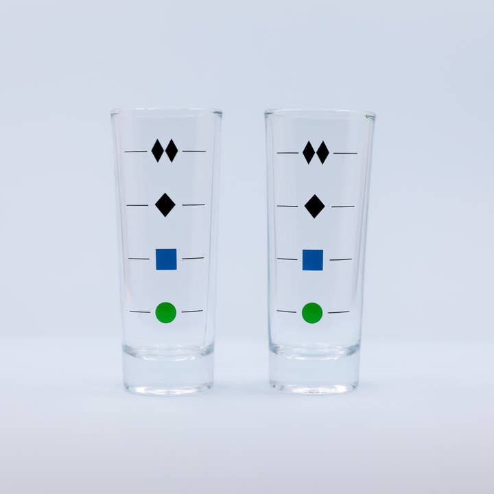 Trail Sign Shot Glasses (Set of 2) for wholesale by Ski House Games