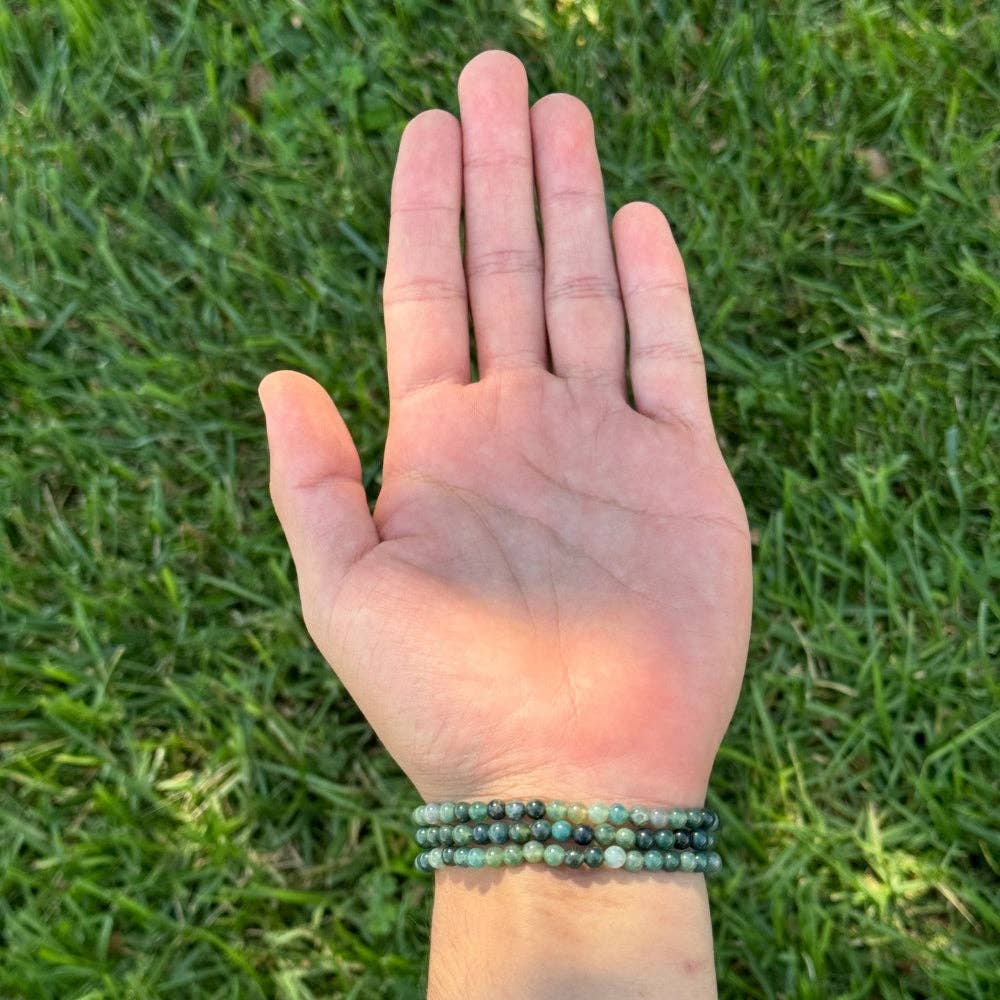 Earths Elements Wholesale - Vente Bracelet de perles - Bracelet en cristal - agate mousse 4 mm, paquet de 52