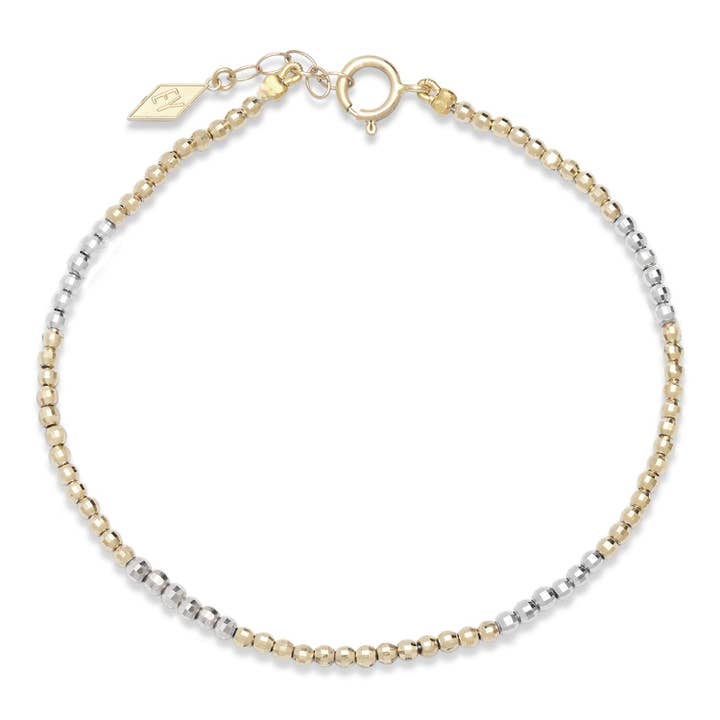 The "Glimmer MIX Bracelet" with 14k Faceted Yellow, White Gold Beads for wholesale by Elliot Young Fine Jewelry