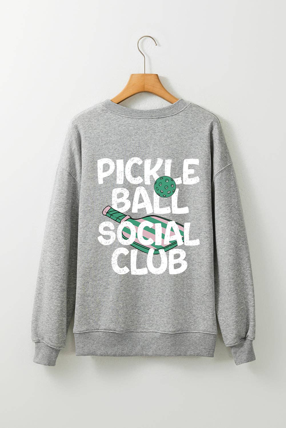 Gray PICKLE BALL SOCIAL CLUB Game Day Fashion Graphic Sweatshirt for wholesale on Faire3
