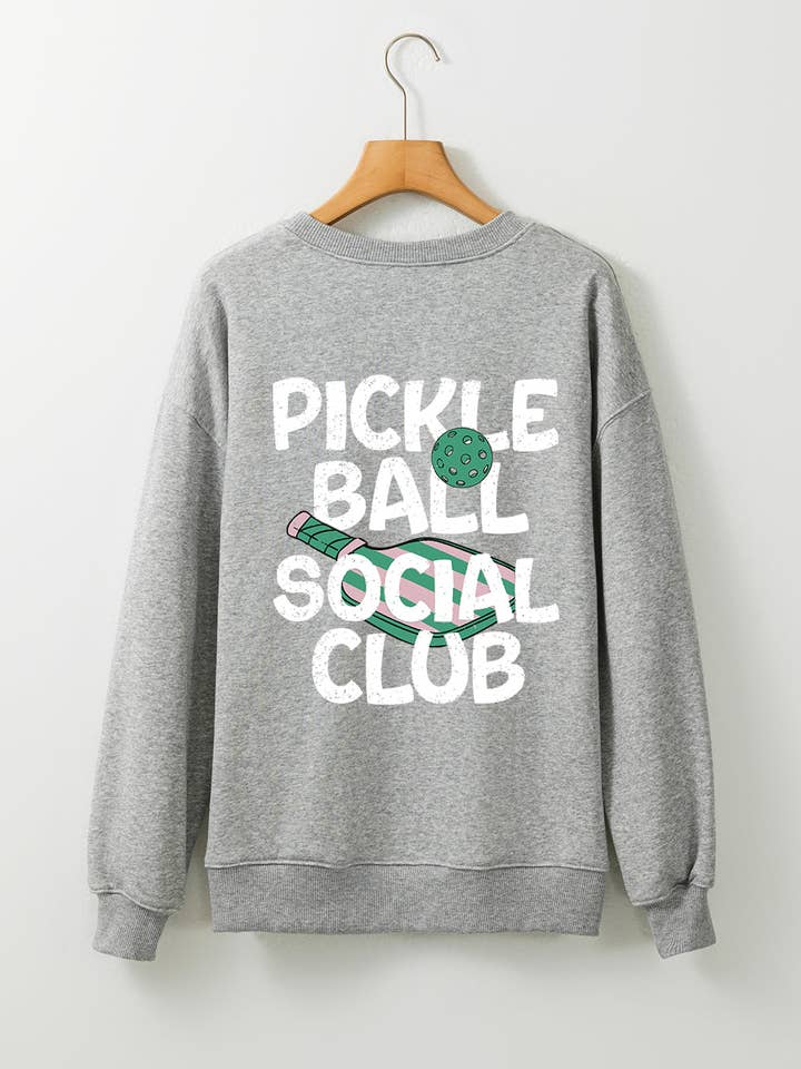 Gray PICKLE BALL SOCIAL CLUB Game Day Fashion Graphic Sweatshirt for wholesale on Faire3