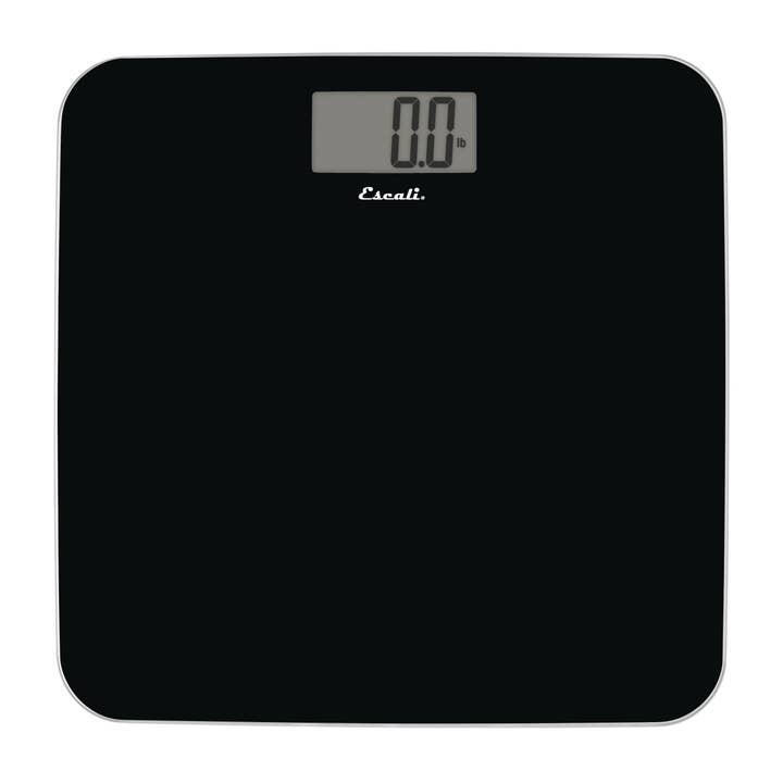 Escali Slim Glass Bathroom Scale, Black for wholesale by Kitchen Supply
