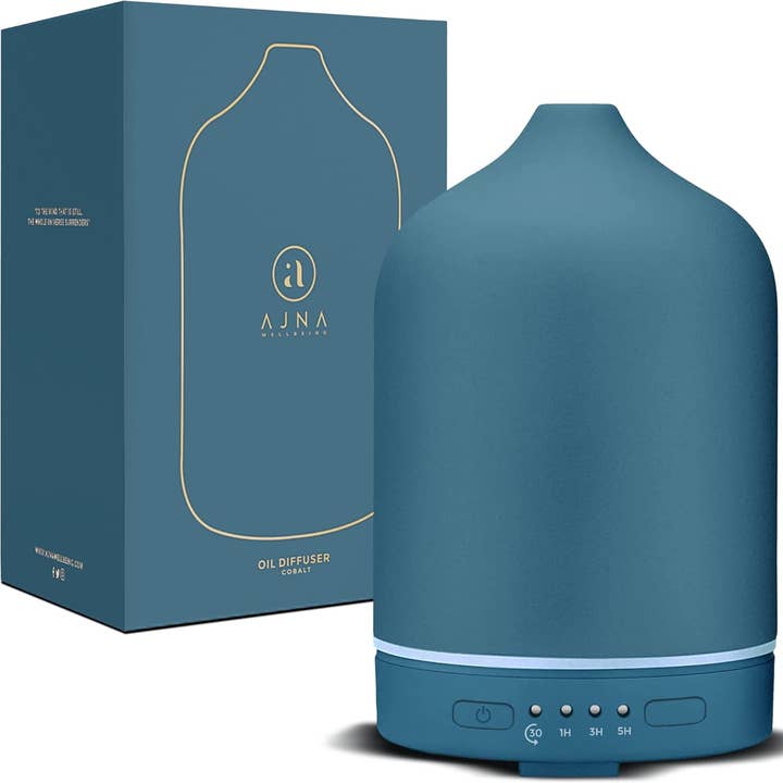Diffuseur d’huile essentielle et d’aromathérapie en céramique bleu sarcelle pour la vente par Innovarix