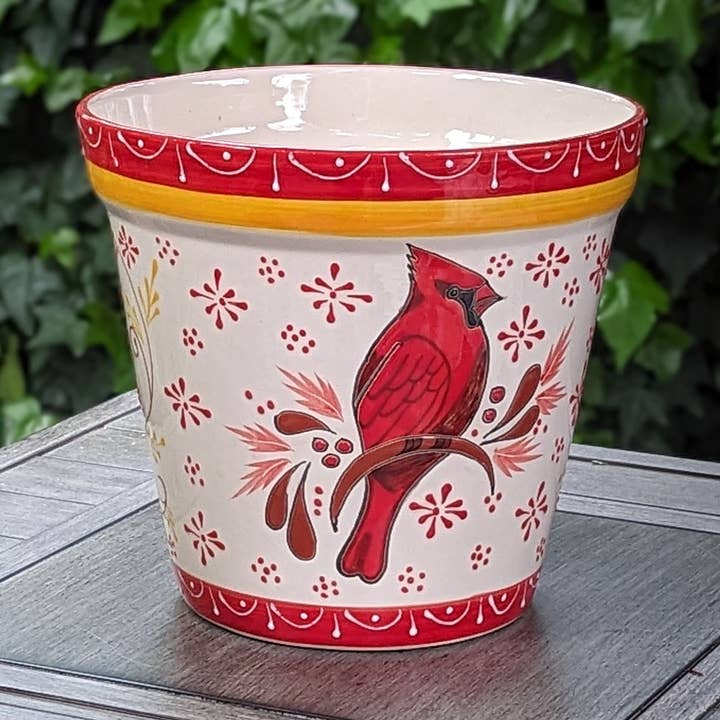 Nothern Cardinal Planter | Handmade Mexican Ceramic Pottery for wholesale by LUV2BRD