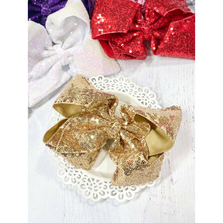 The Hair Bow Company - Wholesale Hair Bow - Kids - Sequin Texas Size Hair Bows - Alligator Clip - 6.5"11
