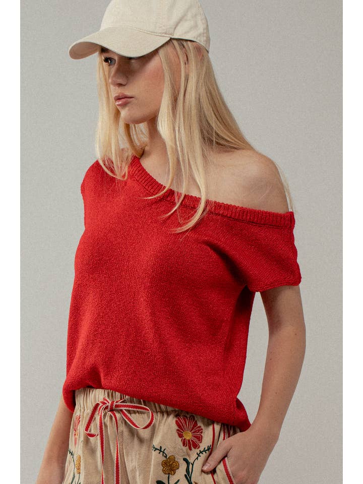 Urban Daizy - Wholesale Knit Top - Women's - Asymmetric One-Shoulder Knit Spring Top