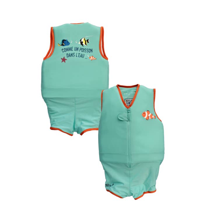 Plouf Safety Concept - Wholesale One Piece Swimsuit - Kids - Boy's Floating Swimsuit Fish: Safety & Awakening