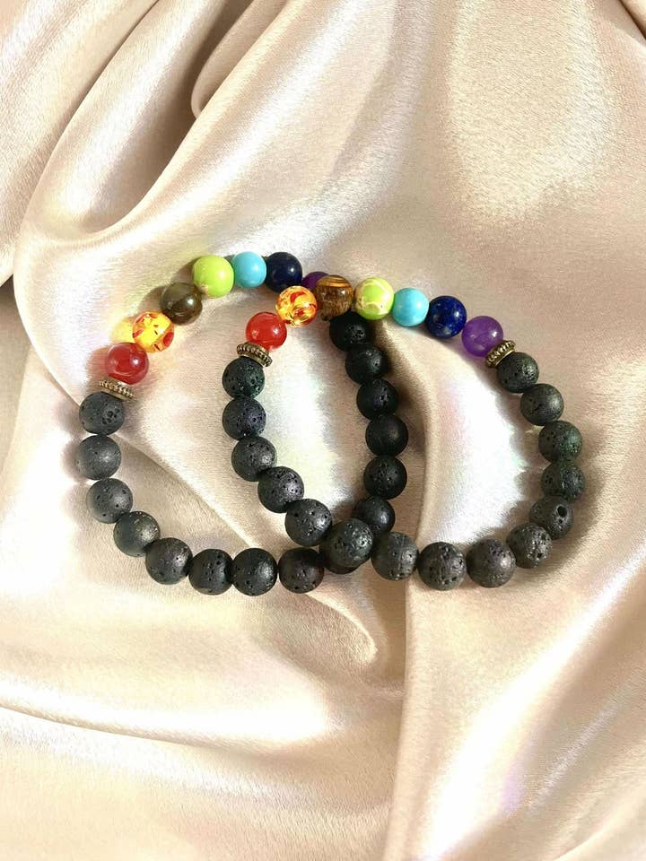 Pulsera de 7 Chakras + Piedra de Lava para venta al por mayor de Angels Apoth-a-fairy