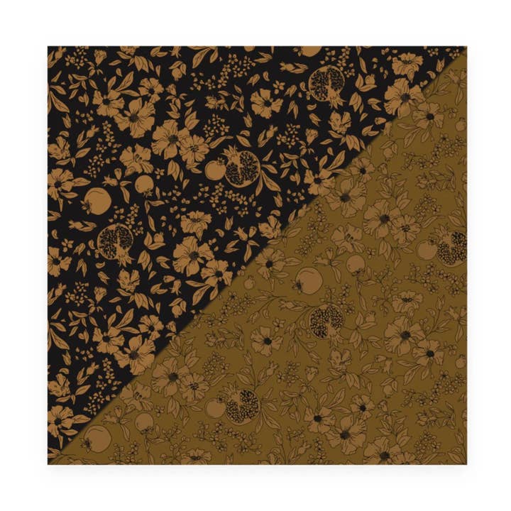 Wrapping Paper Double Sided Pomegranate Floral Black for wholesale by Aig designs