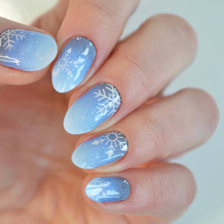 Blue Snowy Super Jellies DIY Semi Cured Gel Nail Wraps for wholesale on Faire2