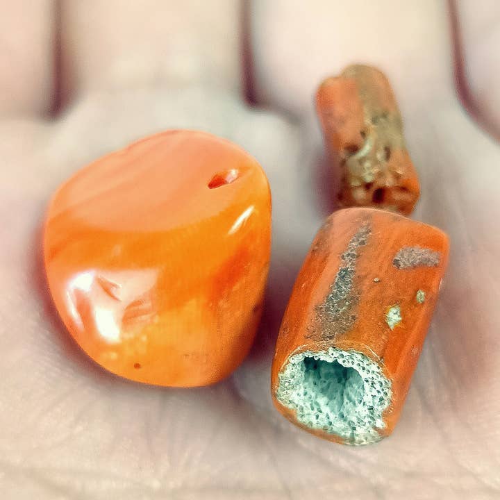 Lot of 4 Antique Red Coral Beads for wholesale by Vintagecollection888