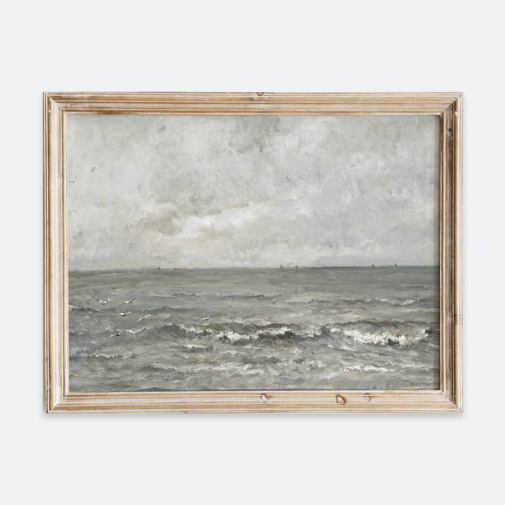 Vintage Coastal Ocean Landscape Painting Art Print VP98 for wholesale by Sugar & Canvas