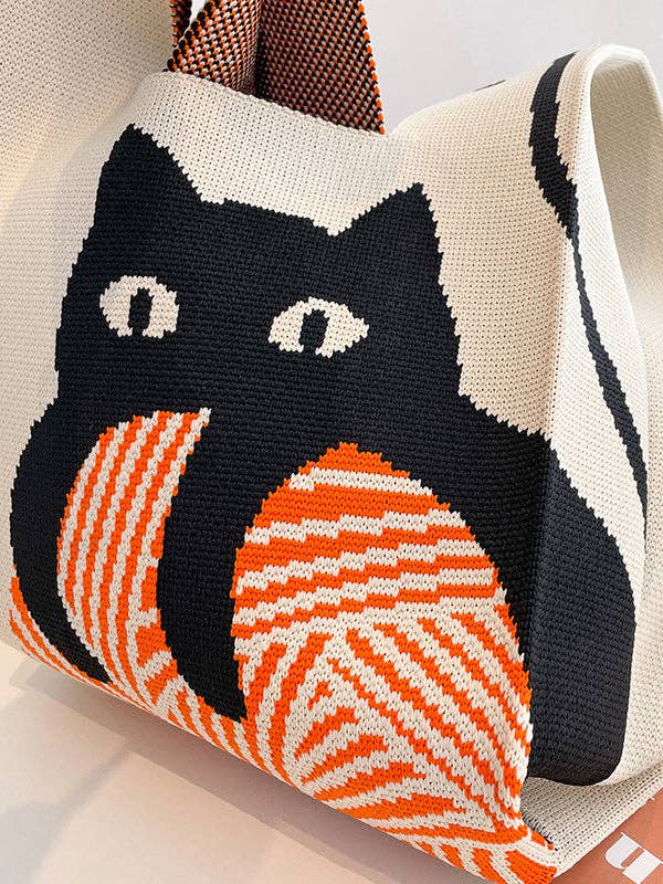 FurDecoration - Wholesale Tote Bag - Women's - Contrast Color Streamer Woven Bags Handbag9