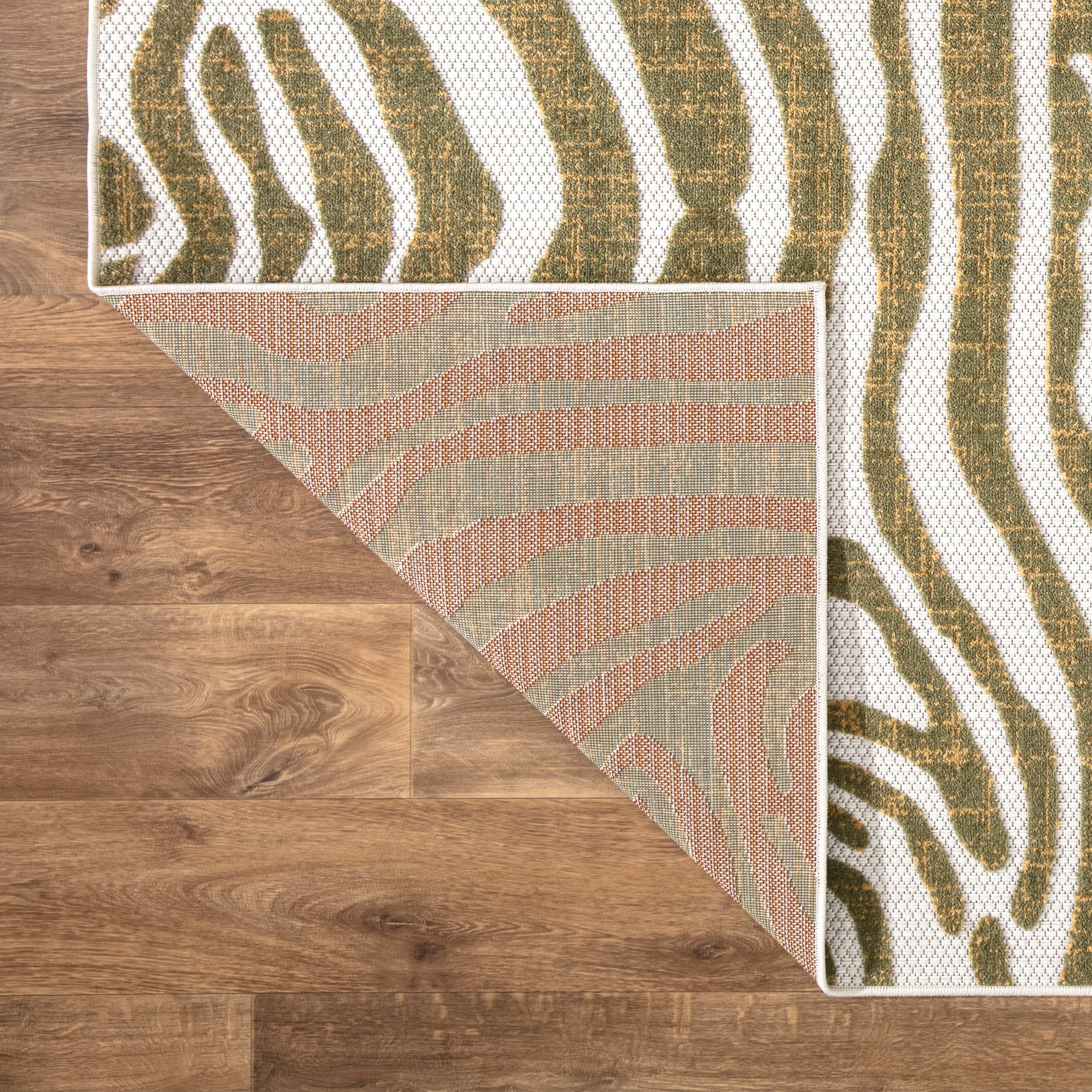 Abani Rugs - Wholesale Area Rug - Abani Hampton Indoor/Outdoor Green Zebra Print Area Rug6