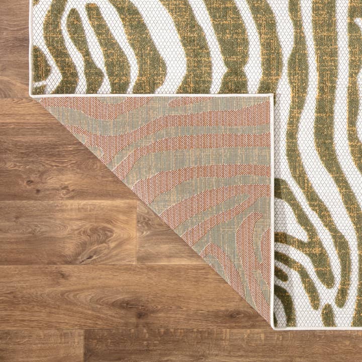 Abani Rugs - Wholesale Area Rug - Abani Hampton Indoor/Outdoor Green Zebra Print Area Rug6