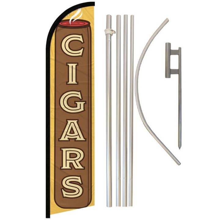 Cigars (Yellow) Windless Banner Flag & Pole Kit for wholesale by Flags Importer