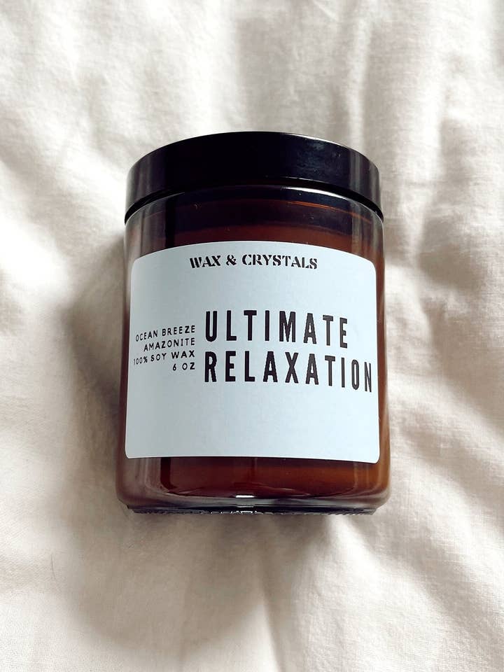 Ocean Breeze Scented Ultimate Relaxation Candle 6.7 oz for wholesale by Wax and Crystals