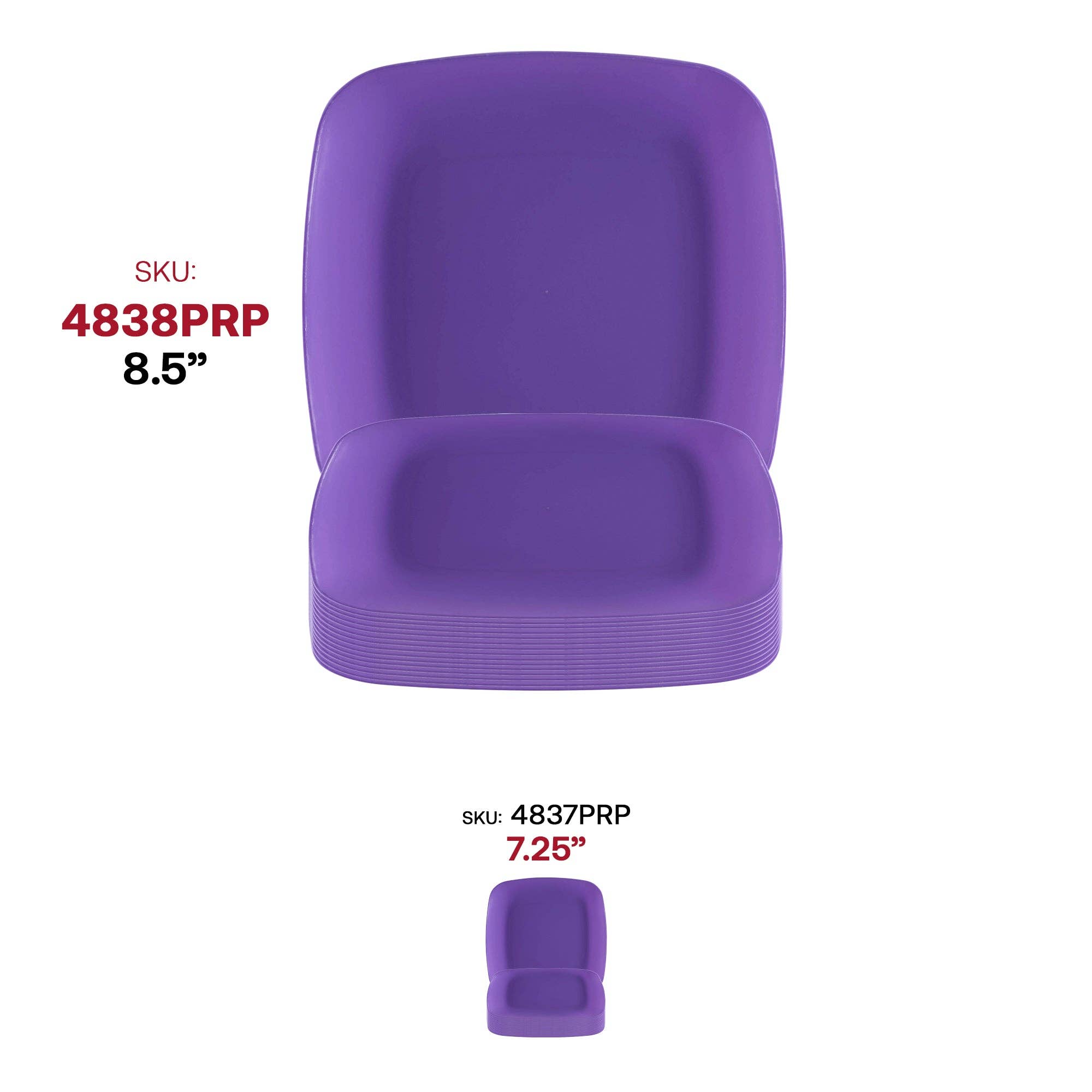 Smarty had a Party - Wholesale Disposable Plate - 8.5" Purple Flat Square Plastic Buffet Plates - 10 pcs5