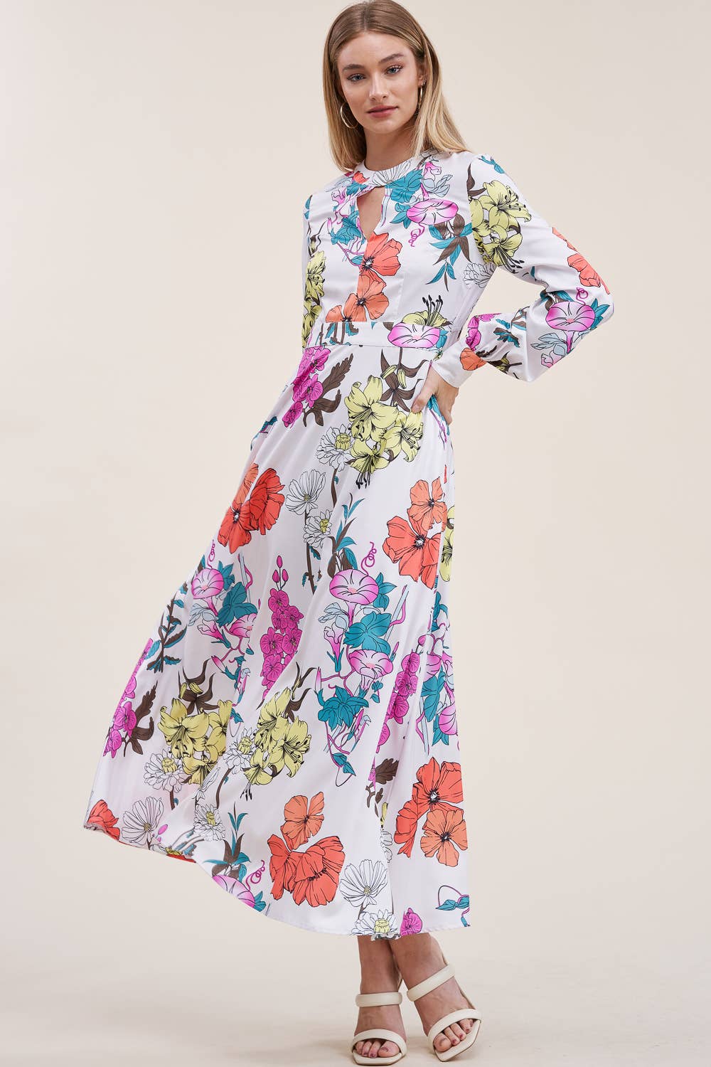 QMP Moda - Wholesale Dress - Women's - FLORAL PRINTED DRESS WITH ELASTIC WAIST AND POCKETS3
