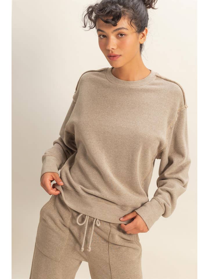 Raw Edge Detail Burnout Sweatshirt for wholesale by HYFVE