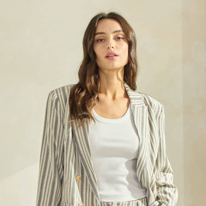 Striped Double-breasted Blazer for wholesale by Able